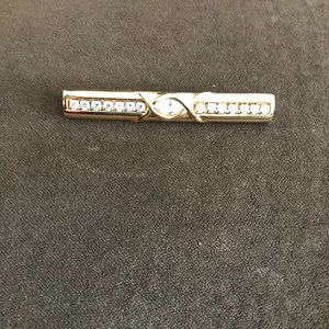 FLASH SALE Swarovski SAL Signed 1970s Bar Crystal Gold Tone Pin 2.75"Brooch